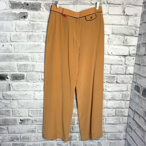 Chloe 100% Silk Lightweight Relaxed Fit Wide Straight Leg Trouser Pants - Picture 1 of 16